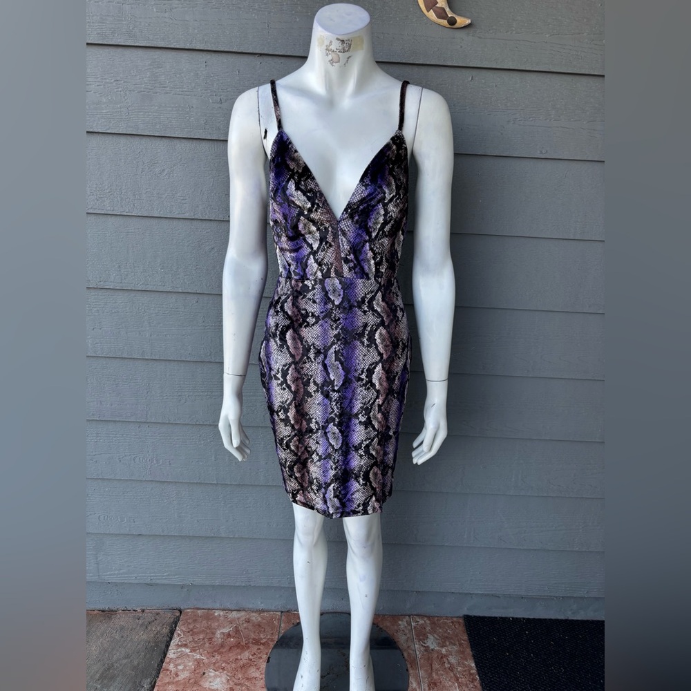 Hera Collection Purple and Black Snake Print Mini Dress